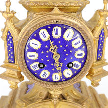 将图片加载到图库查看器,PH Mourey Mantel Clock with blue porcelain plaque