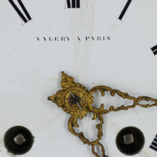 Load image into Gallery viewer, Antique Ebony Embossed and Shell Inlay Portico Clock by J. Valery
