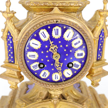 Load image into Gallery viewer, PH Mourey Mantel Clock with blue porcelain plaque
