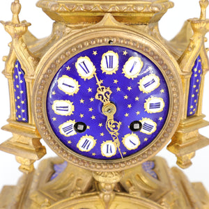 PH Mourey Mantel Clock with blue porcelain plaque