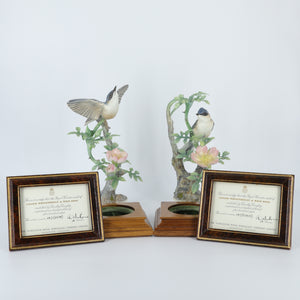 Lesser Whitethroat and Wild Rose Porcelain Bird Figurine