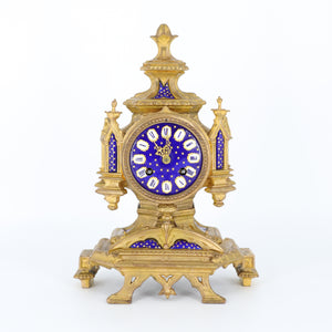 PH Mourey Mantel Clock with blue porcelain plaque