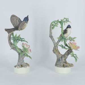 Lesser Whitethroat and Wild Rose Porcelain Bird Figurine