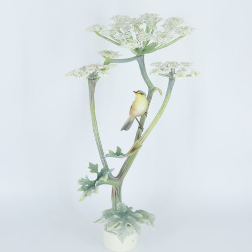 Chiffchaff and Hogweed Porcelain Bird Figurine